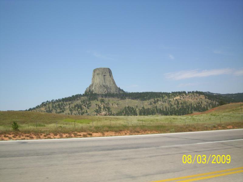 Stand alone shot of Devils Tower.
