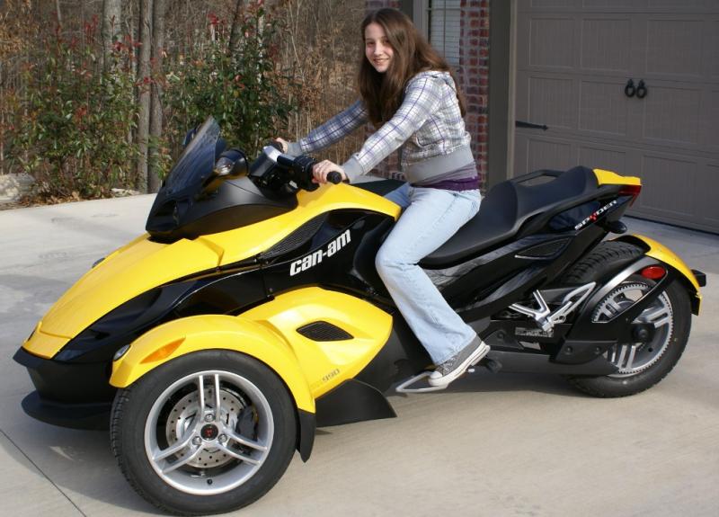 Step-daughter on Spyder - the first and last time she'll ever go near it (her choice)