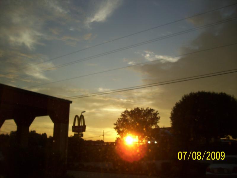 Sunrise through hotel window, Bulls Gap, TN.