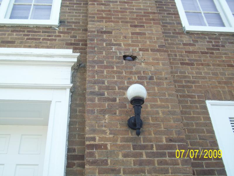 The cannon ball. Also known as "Canon Ball Church".  
Link for the history http://greenevillecpchurch.org/index.php?template=view_aboutus&recno=1