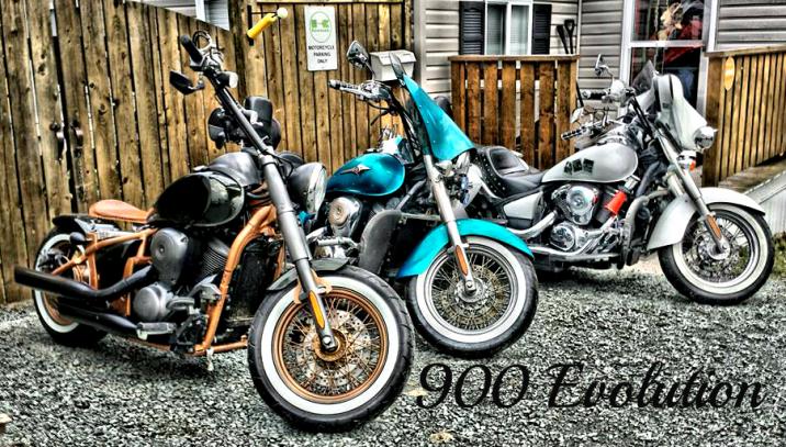 The "Evolution of the 900." All these are Kawasaki Vulcans in various stages of customization. From l to r - 06, 07 & 09.