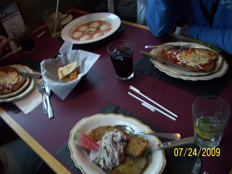 The food; can't see the fried goatcheese because we ate it all, yumm.