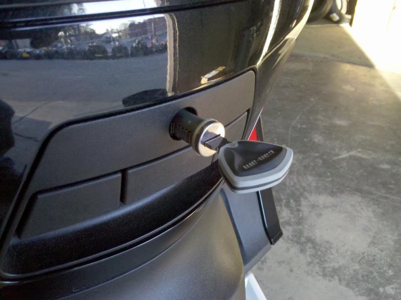 The lock hanging out of the back.  It should be in, slight beyond flush.