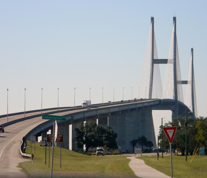 The new bridge was built after a collision a few years ago between the old bridge and a drunk boat captain resulting in several deaths.