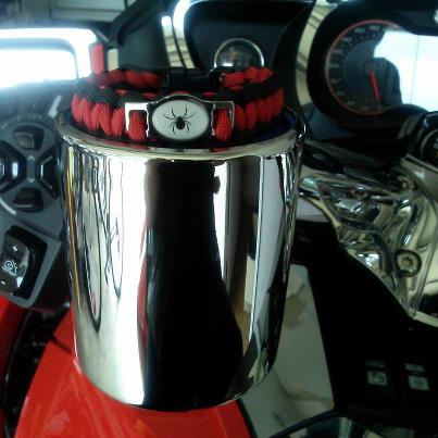 The ONLY housing mount chrome cup holder in the World that's good enough 4 my Spyder and, of course, my Spyder bracelet by GOS Spyder Syster; Nicole S