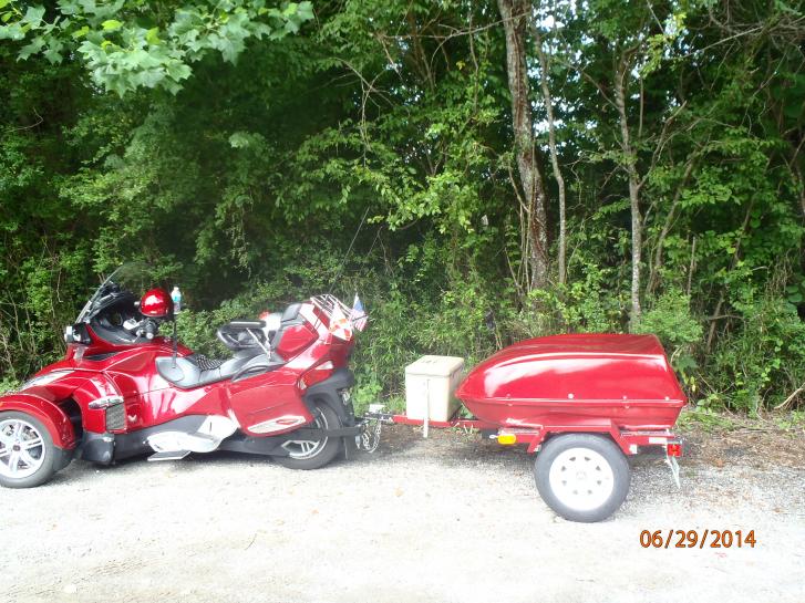 The Red Spyder - custom paint and trailer by our