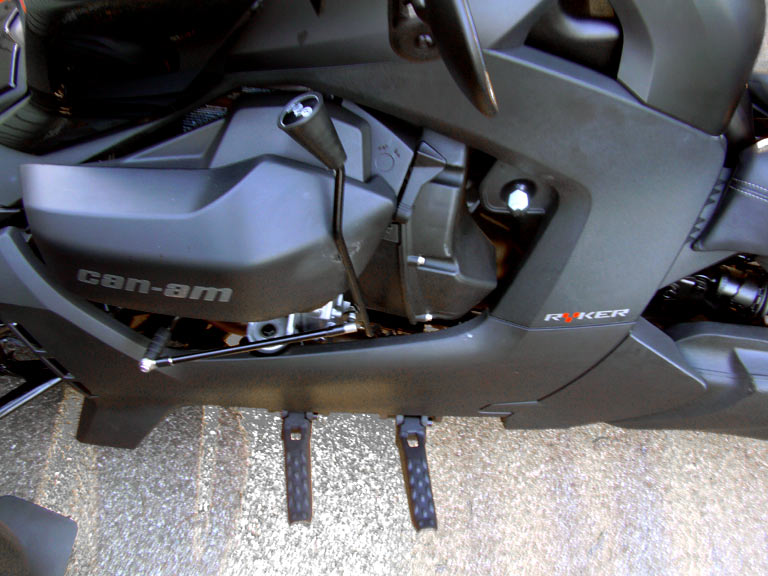 The "suicide" shifter is great. You can also see two stock footpegs - I use those as a heel/toe support.