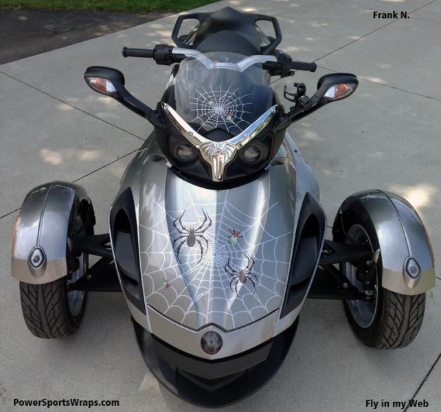 This is a combination of Silver Metallic vinyl cut web along with our Bellerdine spiders with some fly's. PowerSportsWraps.com 814-838-6377