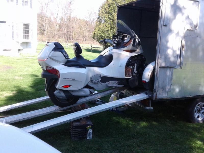 This is my 14 RT going into the box I made attached to my Toyt pk-up .... First I removed the OEM Bed then made a steel flat bed , covered in 5/8 th p