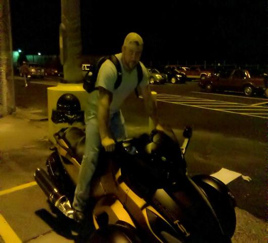 this is my buddy dustin from work looking at my bike