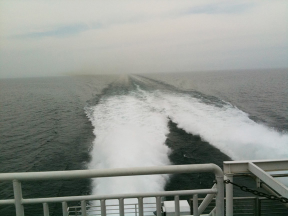 This ship had some serious power. Did 35 MPH all the way across Lake Michigan - took 2.5 hours--- around 90 miles.