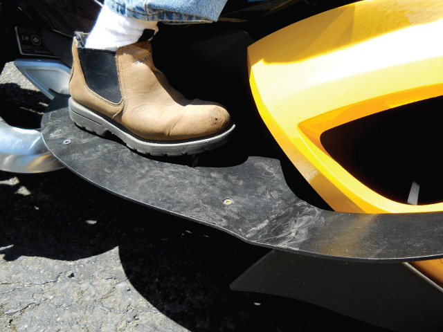 Toe method of braking.