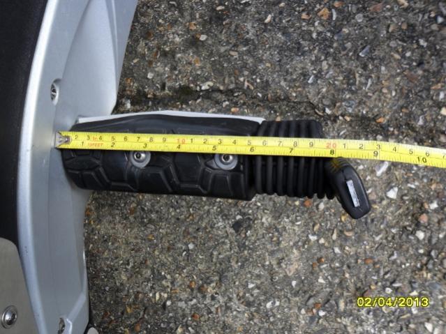 Top view showing measurements to OEM Footrests - Pre Seal Floorboards