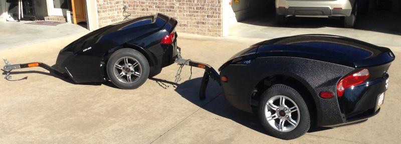 Toung stand & profile view against the new freedom trailer.
Joe had the 622 sides sprayed with LineX for rock protection.  Lot better than repairs.