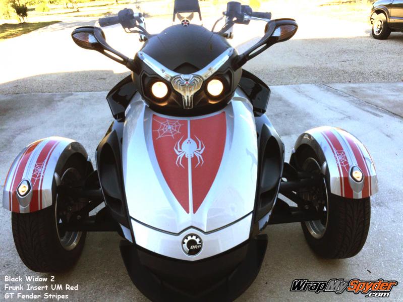 Ultra Metallic RED Black widow frunk insert with GT fender strips