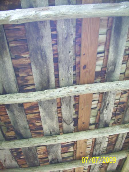 Underside of the porch roof.