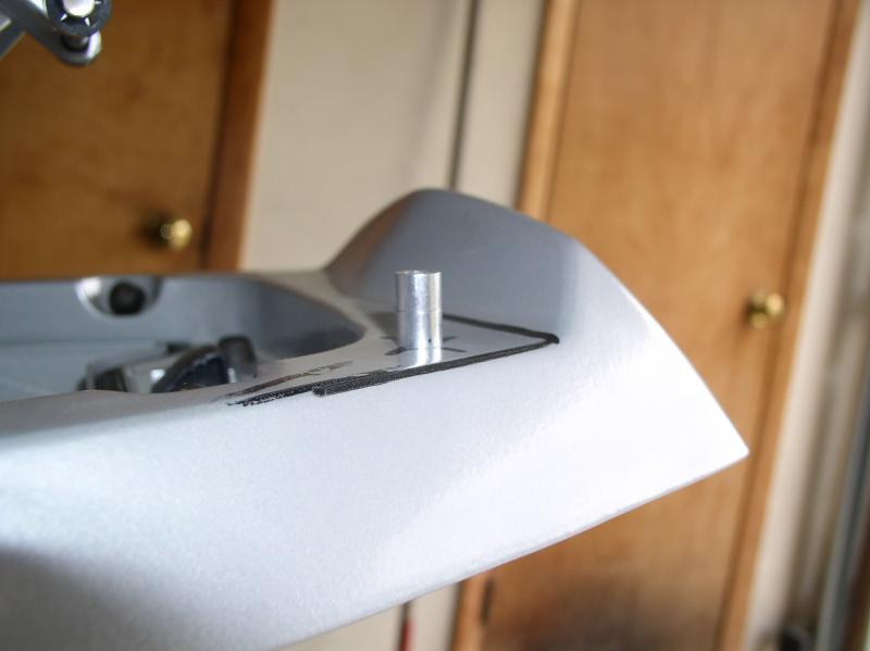 Using the spacers to check for clearance from the Back rest (side view)