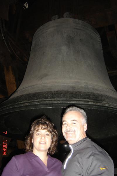 Vickie and I waiting to ring the bell.