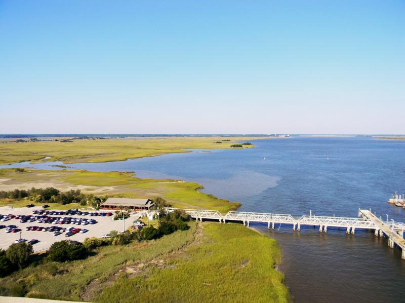 View from atop the Sidney Lanier bridge over the intercoastal waterway