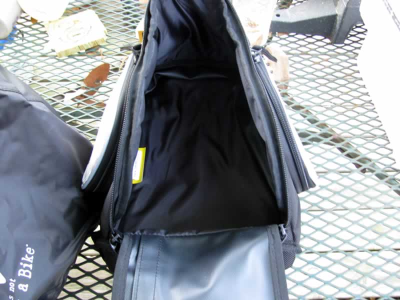 View of open bag