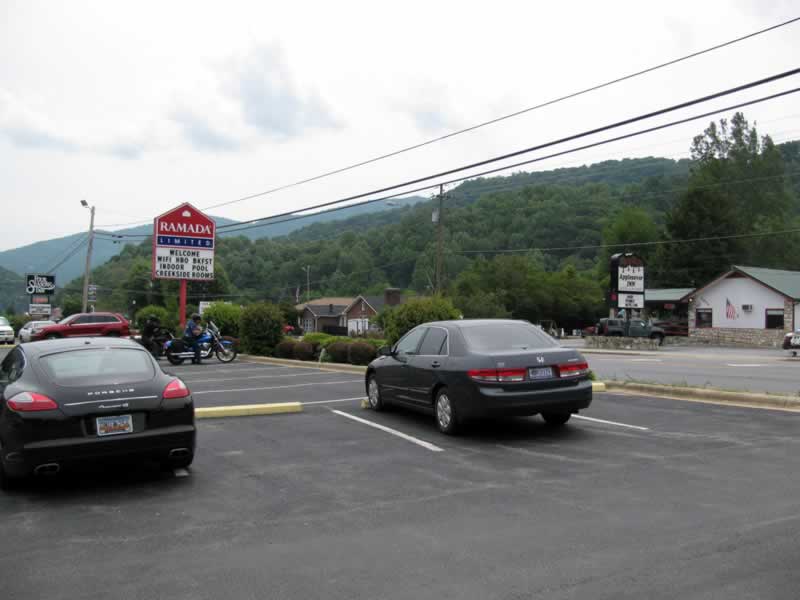 View of street from hotel parking lot