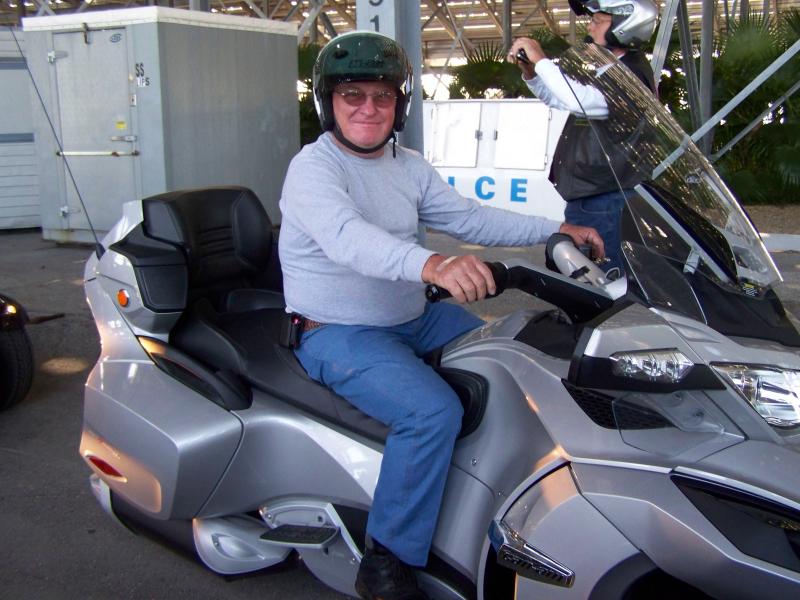 Waiting to take a ride around the Daytona Racetrack, compliments of BRP during 2011 Bikefest