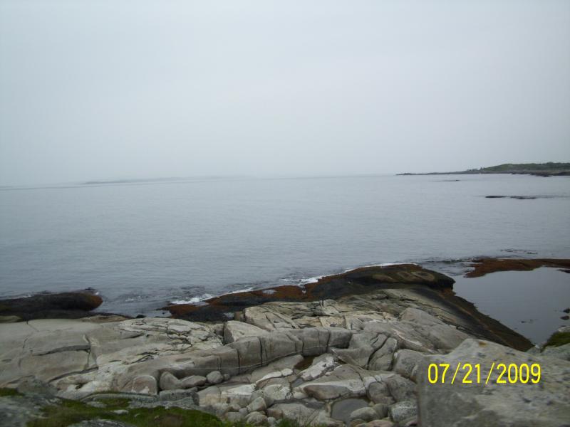Water, sky and rock.