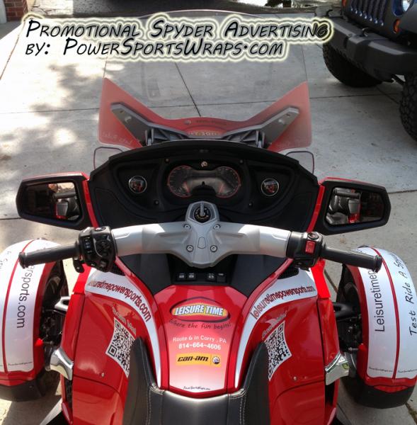 We have many ideas to help you make your Spyder stand out for advertising your business.  Pre-cut templates make DIY install a breeze to install.