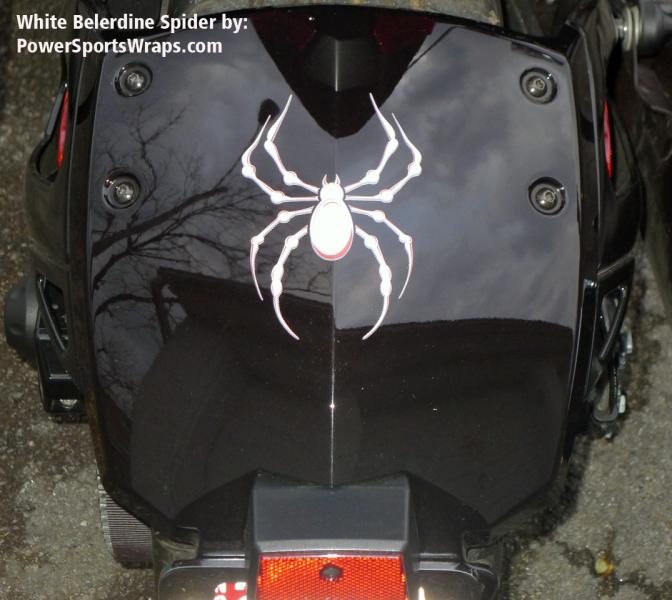 White Bellerdine rear fender decal. For Spyder  ST. Add some style and personality to your Spyder.  Custom design available .. 814-838-6377  Email: pe