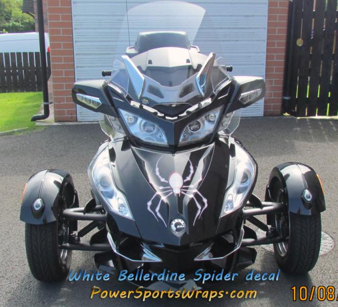 White Bellerdine Spider decal available for RS or RT Spyders, Trailers, and more.. 814-838-6377