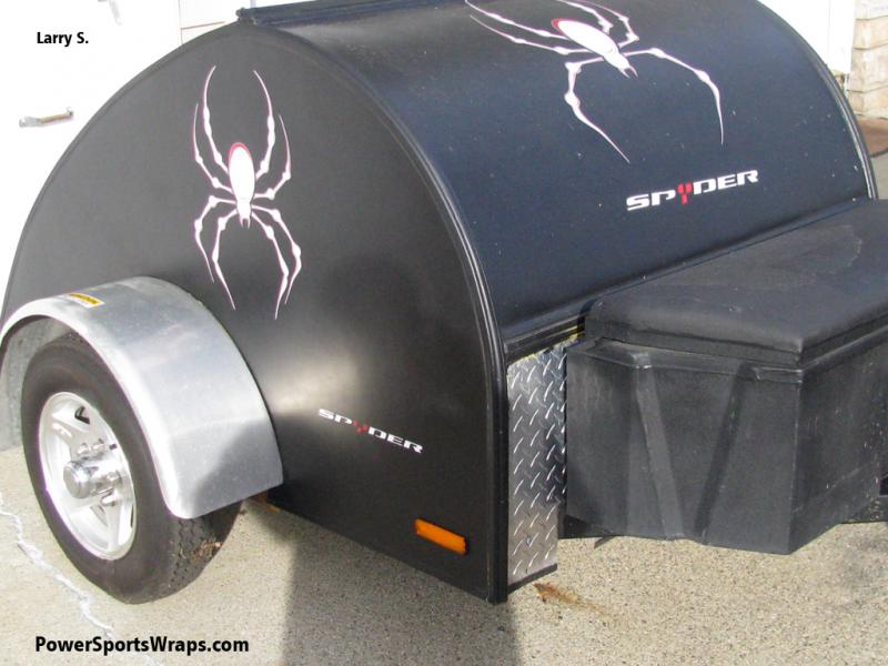 White Bellerdine spyders-  trailer graphics. Contact us to create your custom look for your trailer.