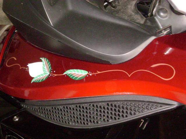 White roses on the side instead of pinstripes