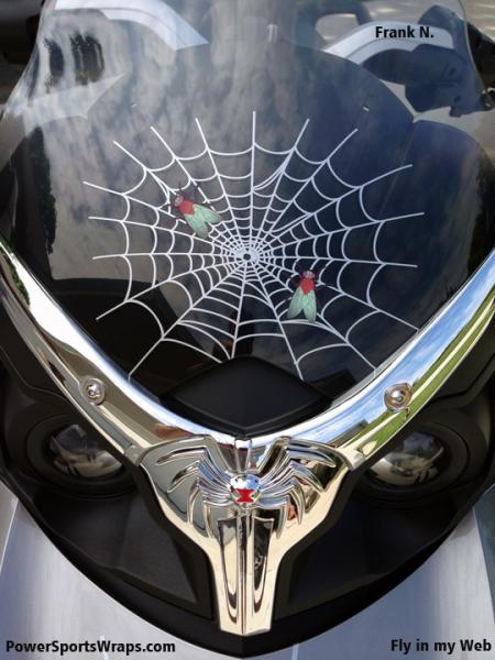 Windshield web: Silver metallic vinyl with digital fly's. Email: pete@powersportswraps.com