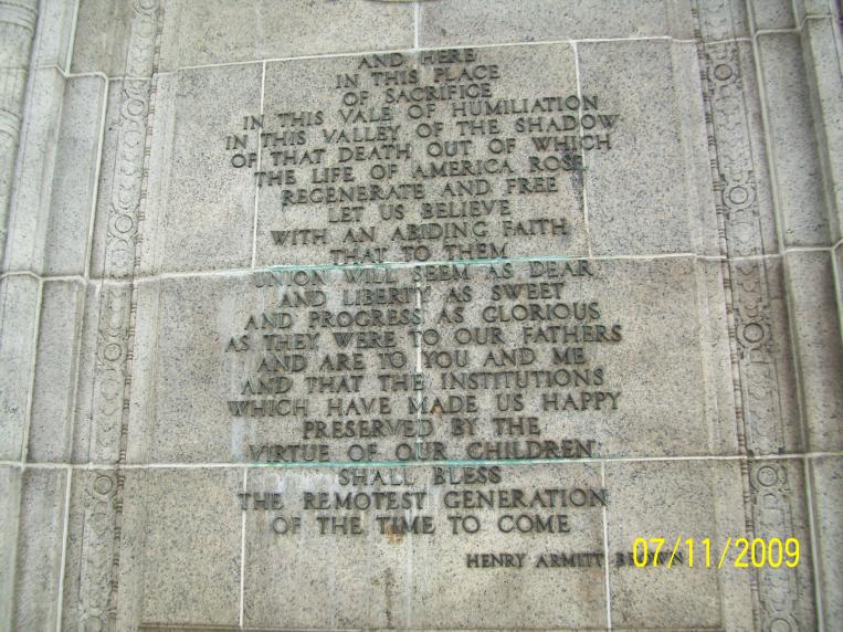 Writing in Arch wall.  VF, PA